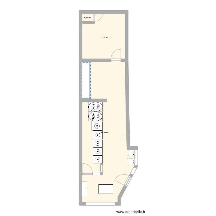 Projet Montaigu. Plan de 3 pièces et 55 m2