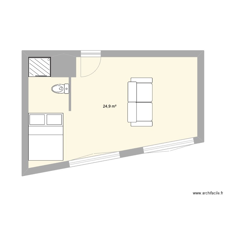 Plan actuel. Plan de 1 pièce et 25 m2