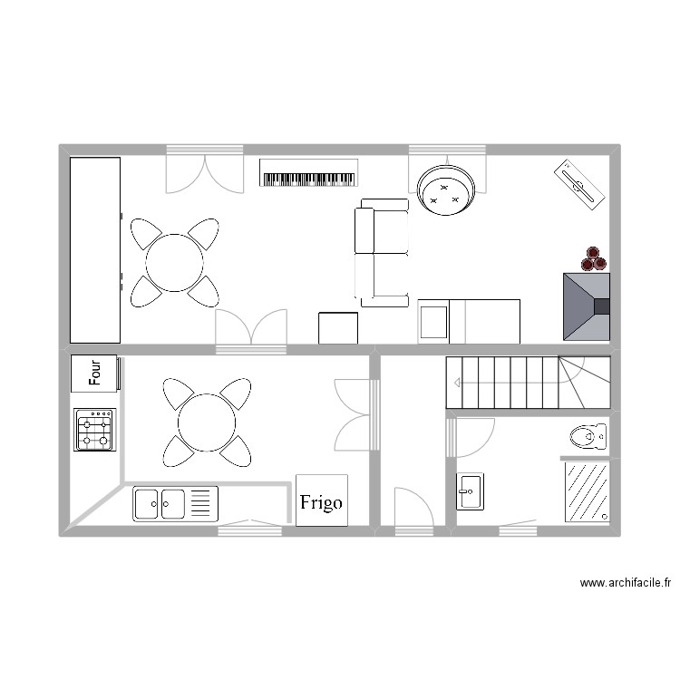 arles. Plan de 4 pièces et 46 m2