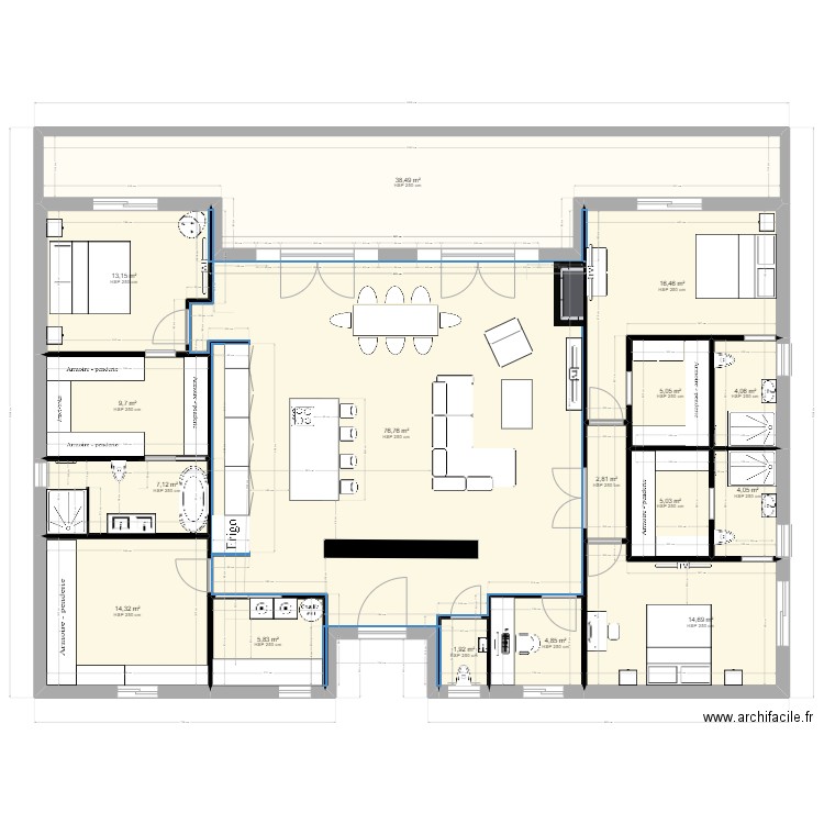 villa gare andrea bis enfants. Plan de 16 pièces et 224 m2