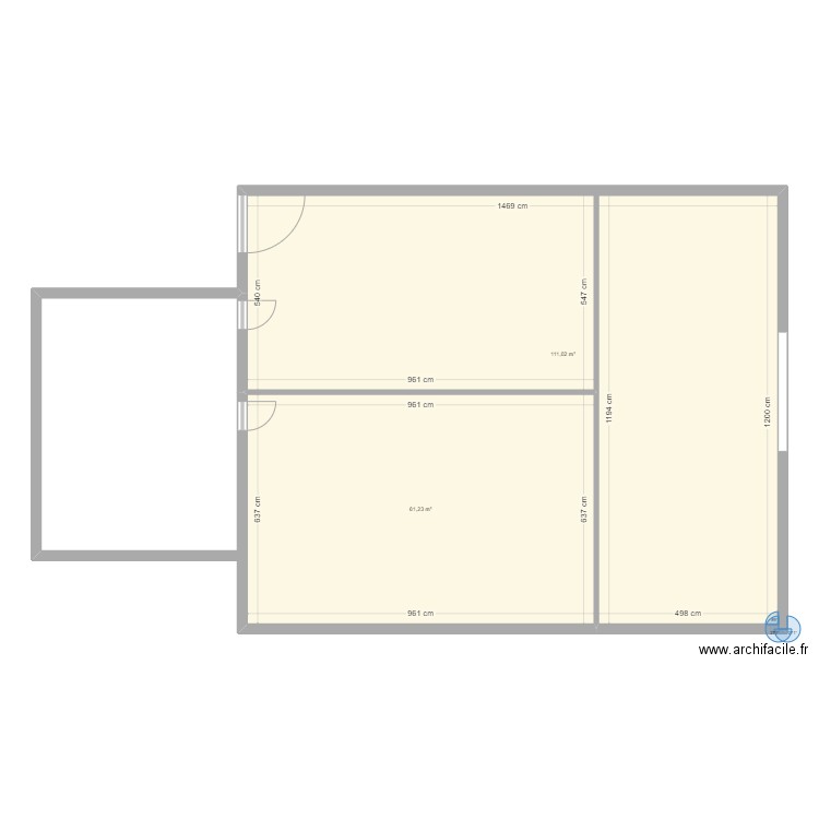 atelier. Plan de 2 pièces et 172 m2