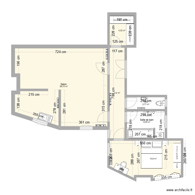 Littré pour Paul. Plan de 6 pièces et 76 m2