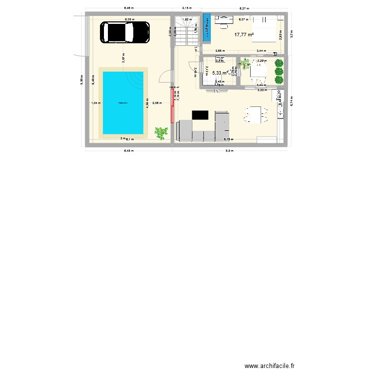 MAMECHE 1. Plan de 3 pièces et 131 m2