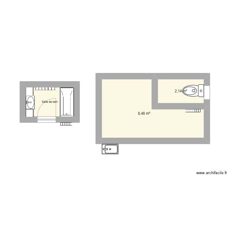 LAUFENBURGER Marcel SDB. Plan de 3 pièces et 13 m2