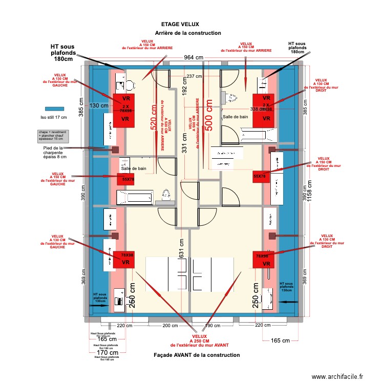 Levis St Nom Rdch VELUX. Plan de 26 pièces et 220 m2