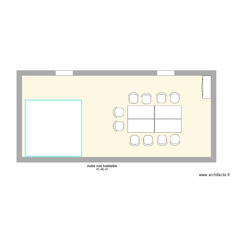 Local Formation. Plan de 1 pièce et 41 m2