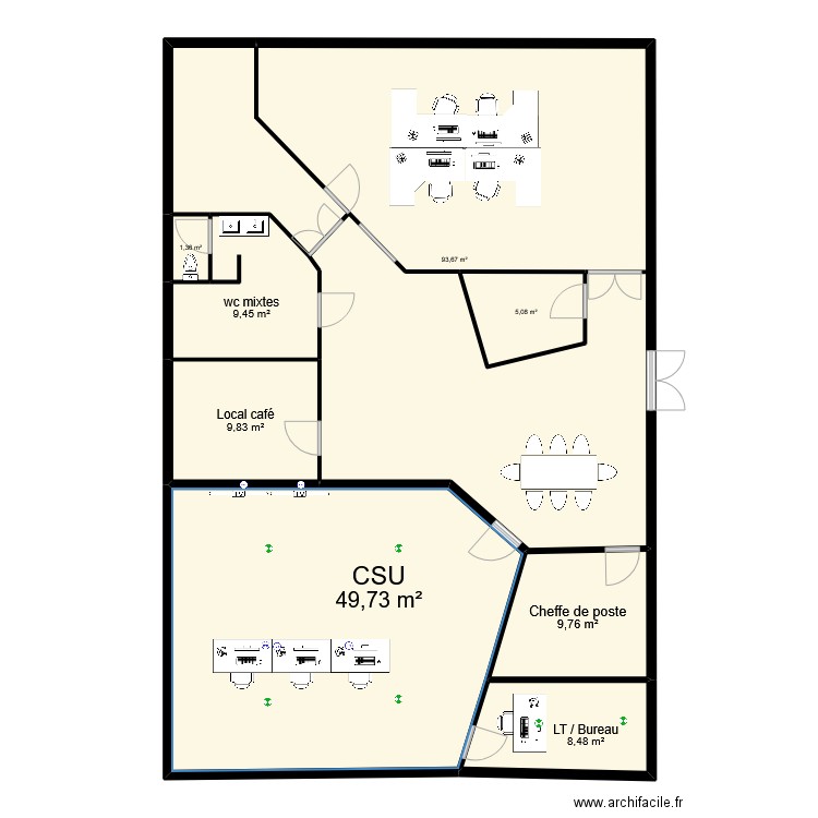 CSU projet. Plan de 8 pièces et 193 m2