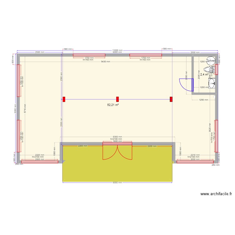 60 1 Островищи Мастерская. Plan de 3 pièces et 65 m2