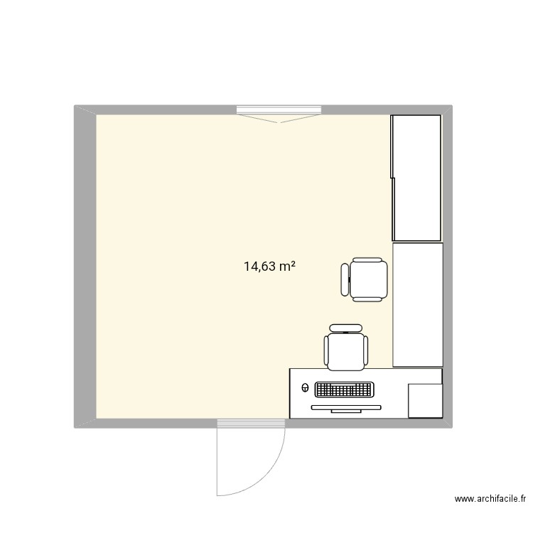 Bureau. Plan de 1 pièce et 15 m2