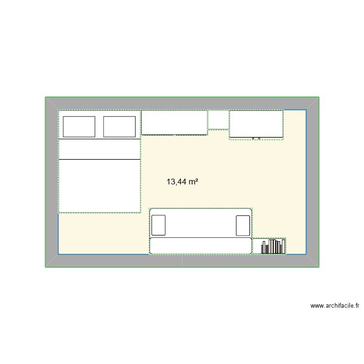 chambre2. Plan de 1 pièce et 13 m2