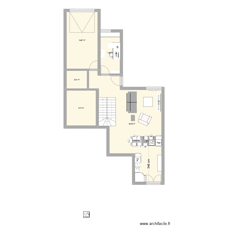 Cyclades. Plan de 5 pièces et 84 m2