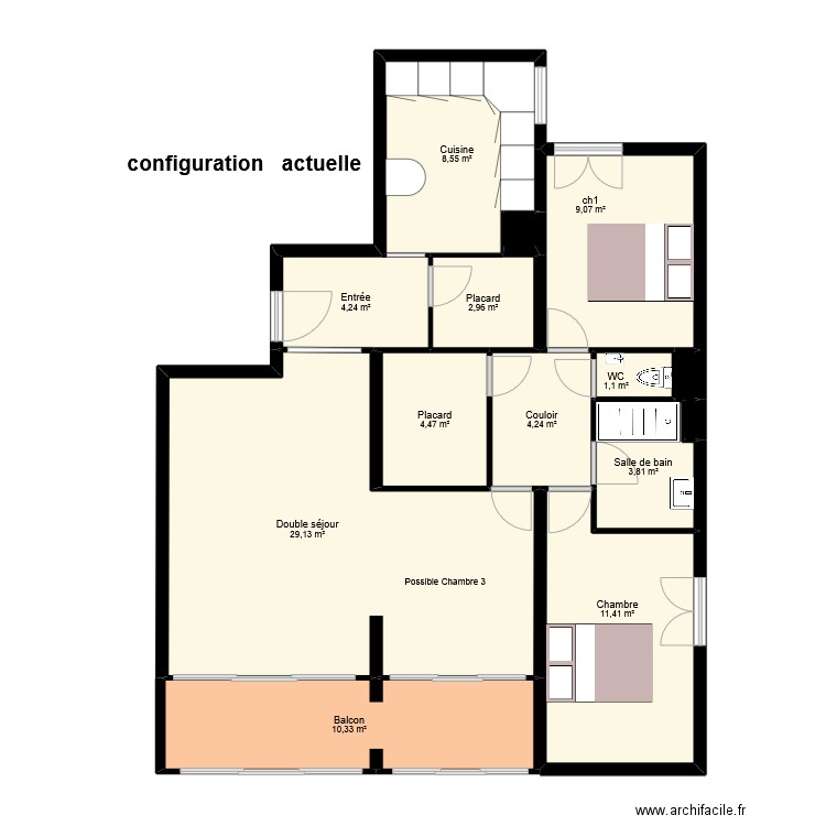 MANDONADO. Plan de 14 pièces et 90 m2