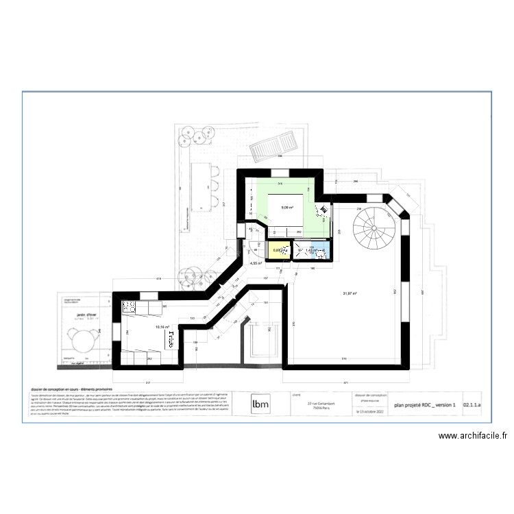 CORTAMBERT RDC 6. Plan de 6 pièces et 58 m2