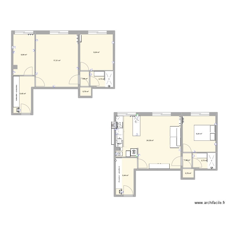 Le Joal V2 copie. Plan de 13 pièces et 87 m2