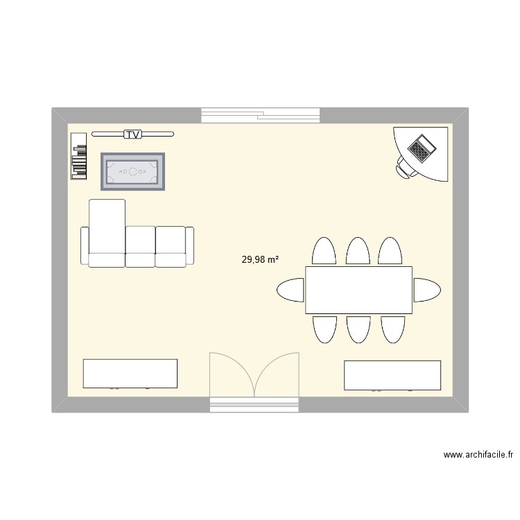 Plan salon. Plan de 1 pièce et 30 m2