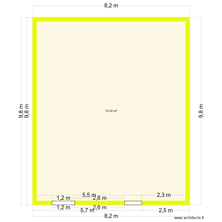 plan. Plan de 1 pièce et 73 m2