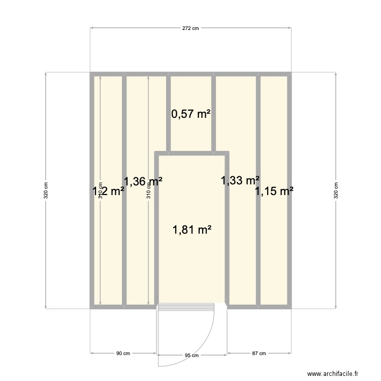 parois. Plan de 6 pièces et 7 m2