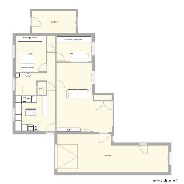 plan maison alexia . Plan de 4 pièces et 57 m2