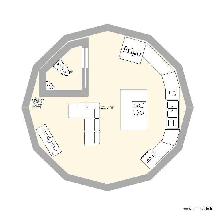 ic4 rez de chaussée. Plan de 2 pièces et 31 m2