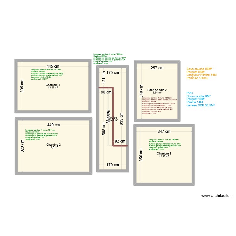 Cesarine 1er. Plan de 5 pièces et 60 m2