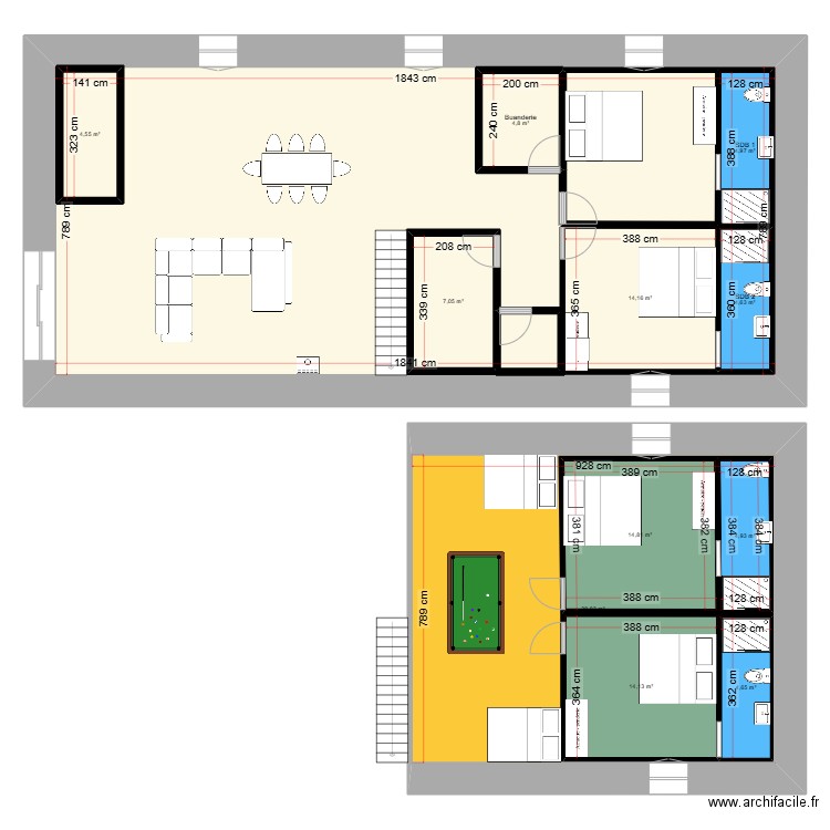 Grange Brezons. Plan de 12 pièces et 297 m2