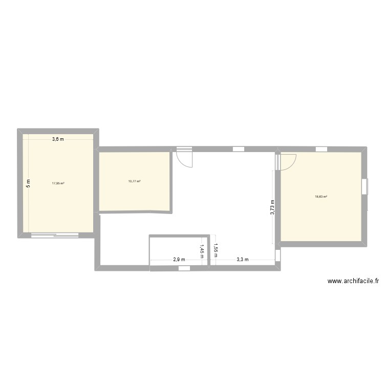 extension maison. Plan de 3 pièces et 47 m2