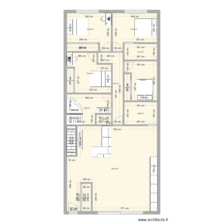 Remise. Plan de 21 pièces et 201 m2