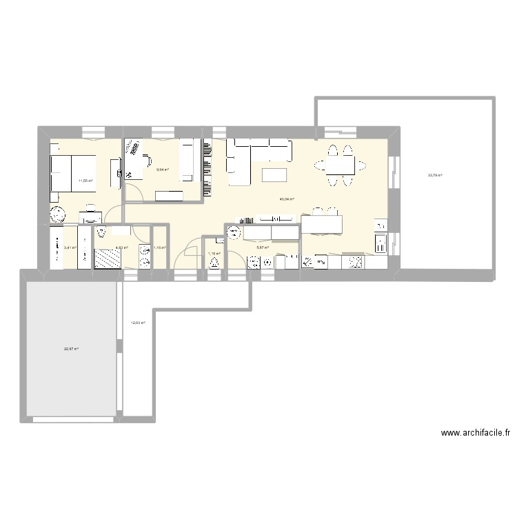 plan lot 79m². Plan de 11 pièces et 149 m2